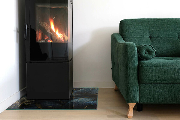 Pătrată sticlă securizată protecție sub sobă Frunze elegante în textură