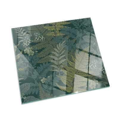 Pătrată sticlă sub șemineu Motive vegetale cu fluturi