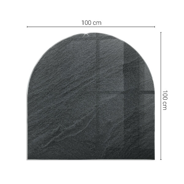 Semiovală placă de sticlă pentru șemineu Textură de piatră naturală