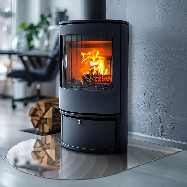 Semiovală placă de sticlă pentru șemineu Valuri de linii delicate