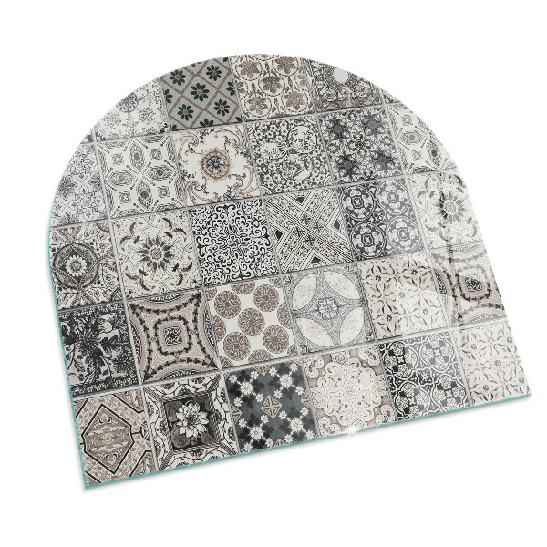 Semiovală sticlă sub șemineu Modele decorative de plăci