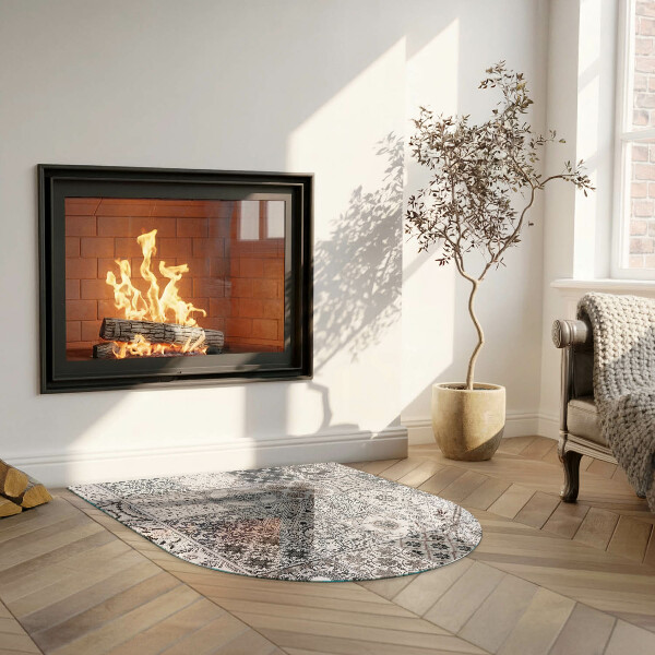 Semiovală sticlă sub șemineu Modele decorative de plăci