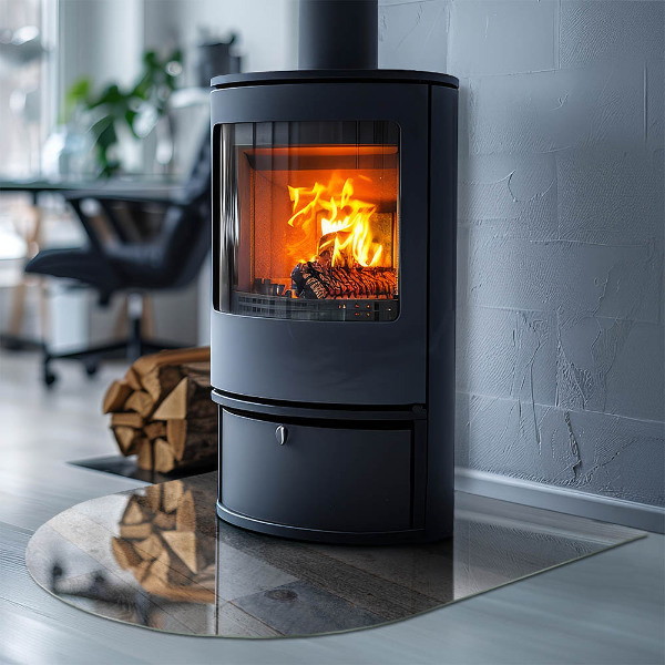 Semiovală sticlă sub șemineu Plăci în diferite nuanțe