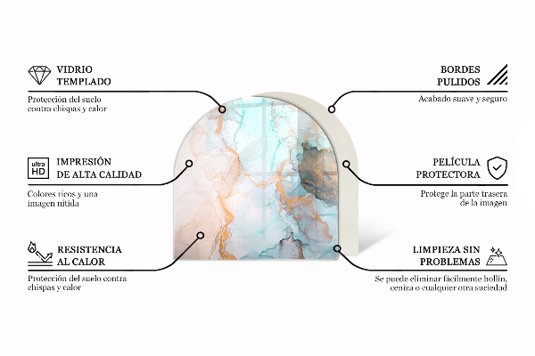 Semiovală sticlă sub șemineu Model elegant de marmură