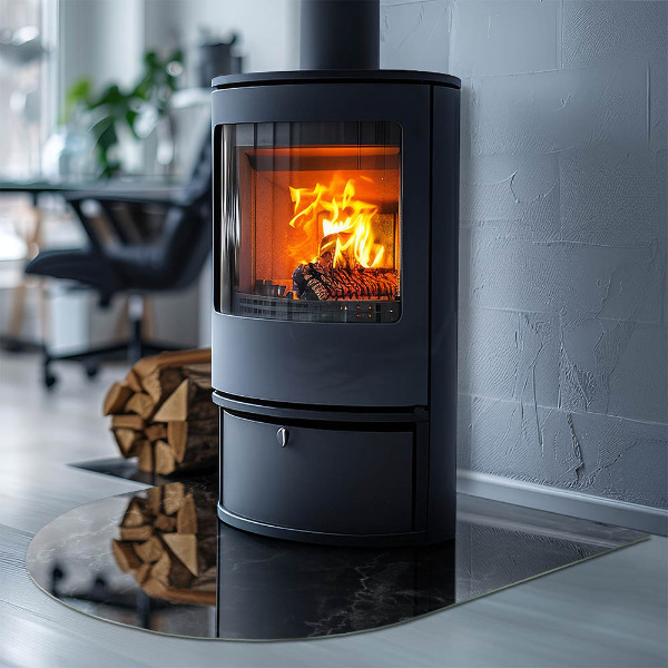 Semiovală sticlă sub șemineu Model elegant de marmură