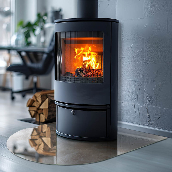 Semiovală placă de sticlă pentru șemineu Model de piatră naturală