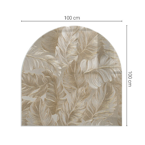 Semiovală sticlă securizată de protecție sub sobă Frunze în modele subtile