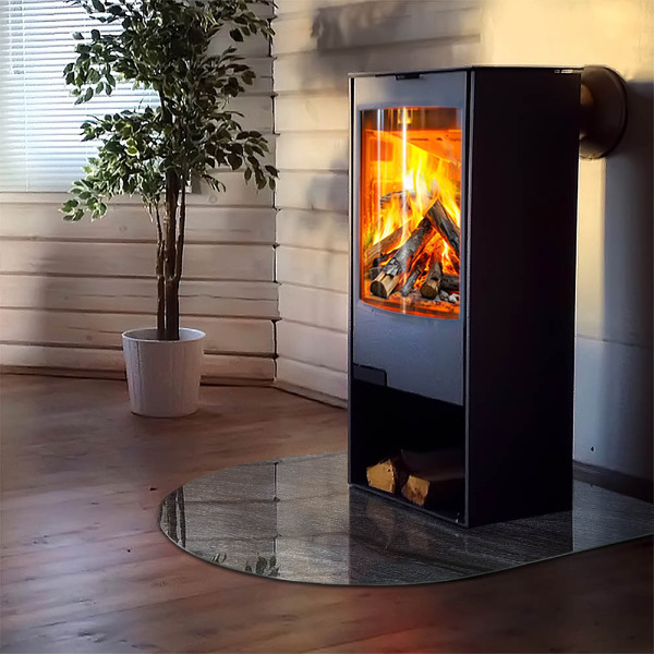 Semiovală sticlă sub șemineu Textura suprafeței pietrei