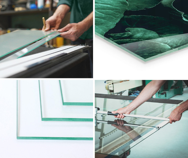 Semiovală sticlă securizată de protecție sub sobă Model elegant de plante