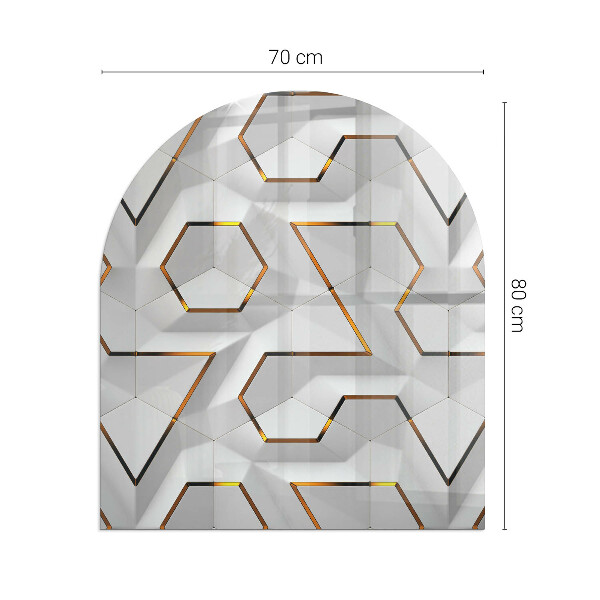 Semiovală sticlă securizată de protecție sub sobă Model geometric 3D