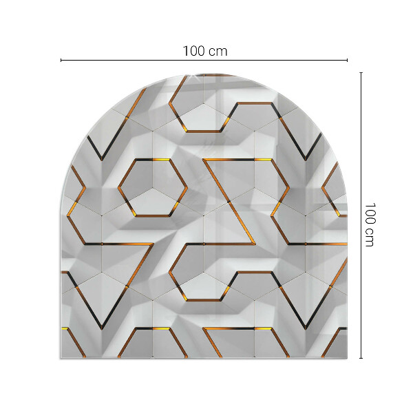 Semiovală sticlă securizată de protecție sub sobă Model geometric 3D