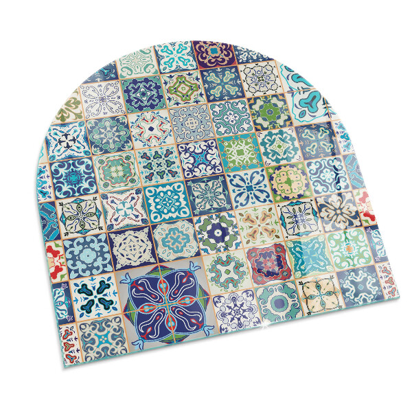 Semiovală sticlă sub șemineu Modele de mozaic pe plăci