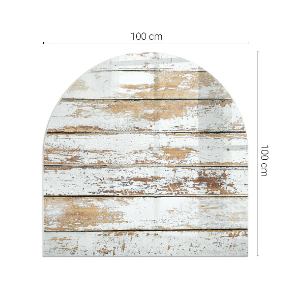Semiovală sticlă sub șemineu Placă de lemn deteriorată