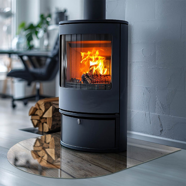 Semiovală placă de sticlă pentru șemineu Plăci din lemn natural