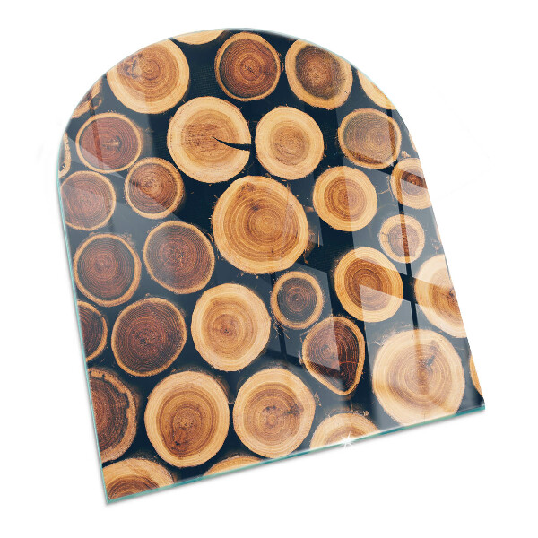 Semiovală placă de sticlă pentru șemineu Cutie cu lemn tăiat