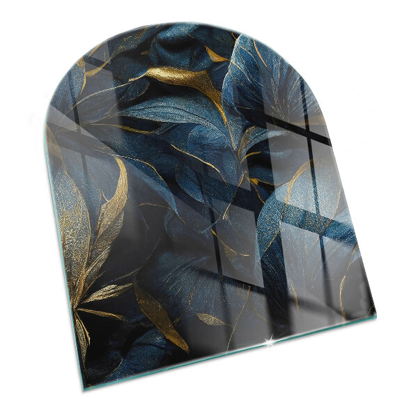 Semiovală sticlă securizată de protecție sub sobă Frunze elegante în textură