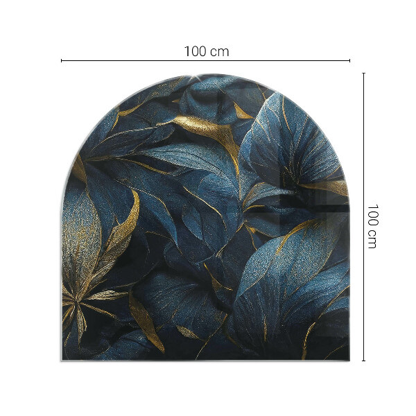 Semiovală sticlă securizată de protecție sub sobă Frunze elegante în textură