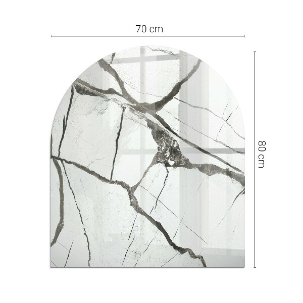 Semiovală placă de sticlă pentru șemineu Model de vene de marmură