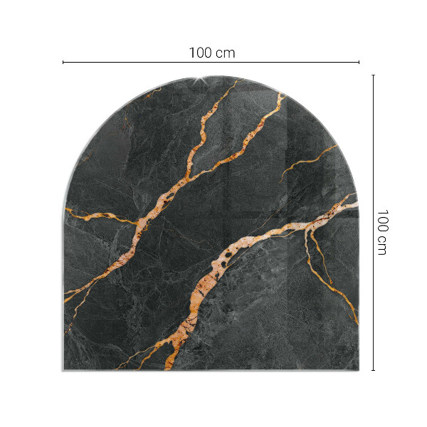 Semiovală sticlă sub șemineu Marmură elegantă cu vene