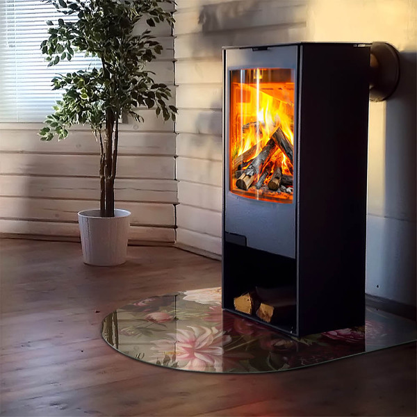 Semiovală sticlă sub șemineu Buchet de flori în detaliu