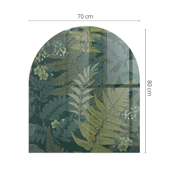 Semiovală placă de sticlă pentru șemineu Motive vegetale cu fluturi