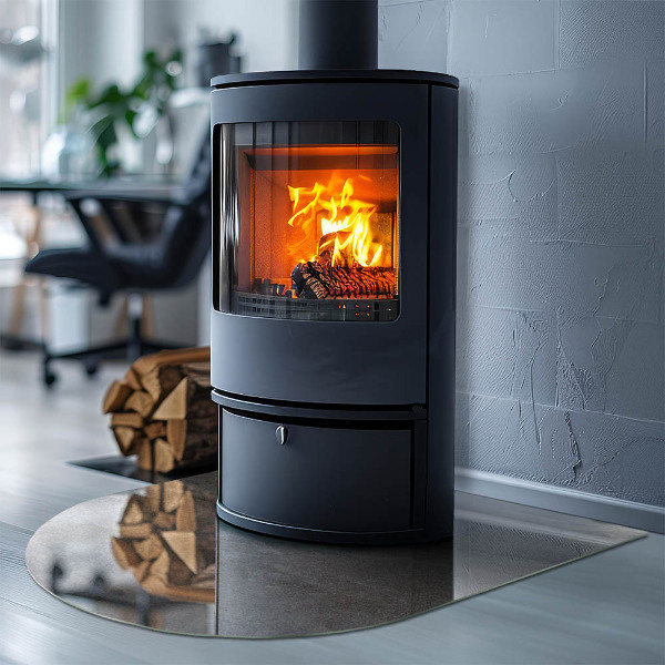 Semiovală sticlă sub șemineu Model de piatră naturală