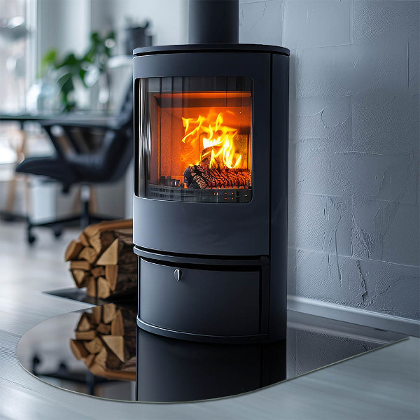 Semiovală sticlă sub șemineu Culoare Negru