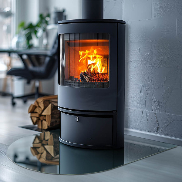 Semiovală placă de sticlă pentru șemineu Culoarea mării