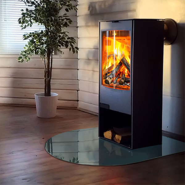 Semiovală placă de sticlă pentru șemineu Culoarea mării