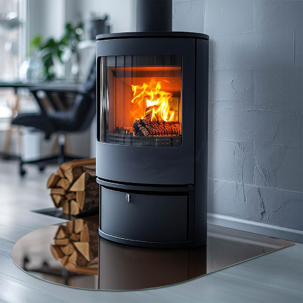 Semiovală sticlă sub șemineu Culoare Maro