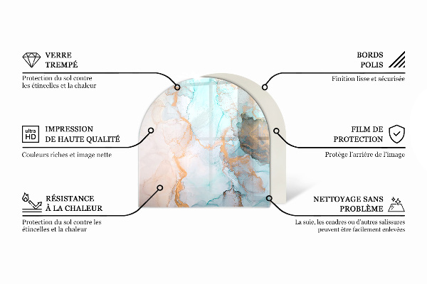 Semiovală placă de sticlă pentru șemineu Culoare Maro