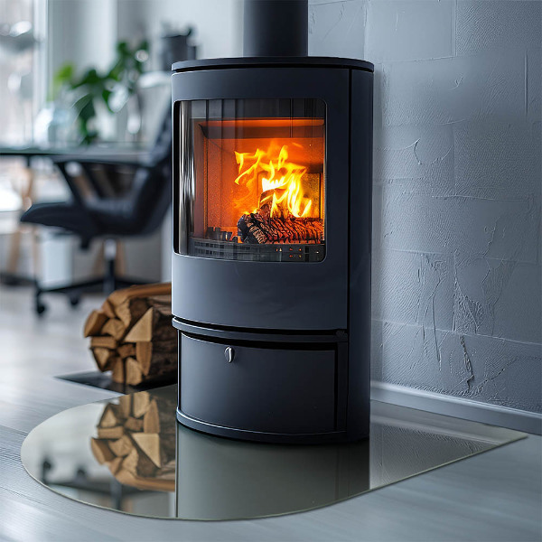 Semiovală sticlă securizată de protecție sub sobă Culoare gri-verde