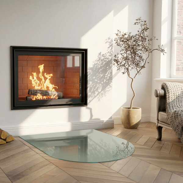 Semiovală sticlă securizată de protecție sub sobă Culoare gri-verde