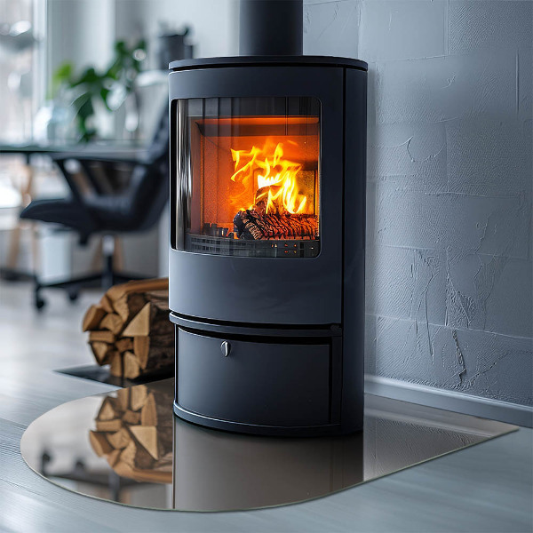 Semiovală sticlă securizată de protecție sub sobă Culoare Maro