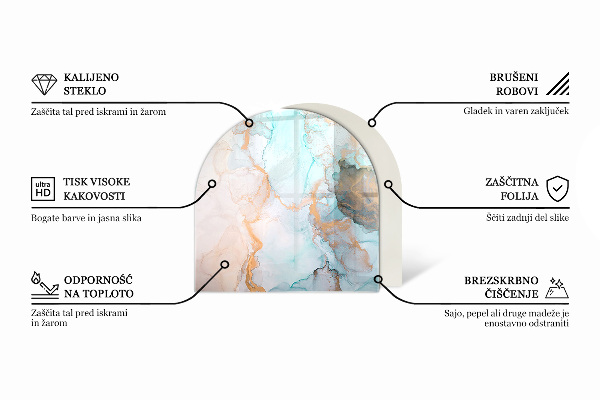 Semiovală placă de sticlă pentru șemineu Culoare Maro