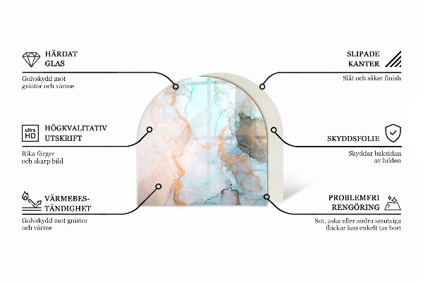 Semiovală sticlă sub șemineu Culoare roz pal