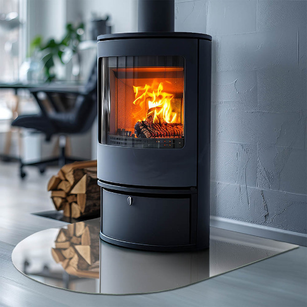 Semiovală placă de sticlă pentru șemineu Culoare fildeș