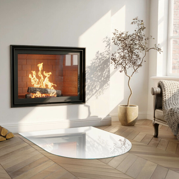 Semiovală sticlă securizată de protecție sub sobă Culoare Alb