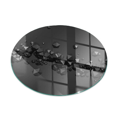 Rotundă sticlă securizată de protecție sub sobă Nor abstract de solide