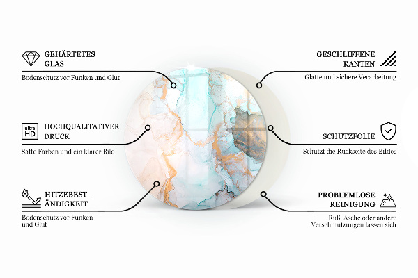 Rotundă sticlă securizată de protecție sub sobă Nor abstract de solide