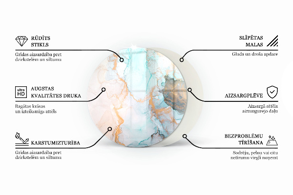 Rotundă sticlă securizată de protecție sub sobă Model mozaic cu flori