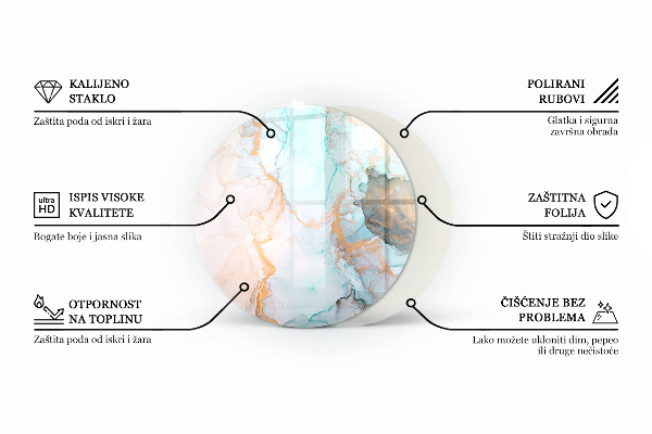 Rotundă sticlă sub șemineu Placă de lemn deteriorată