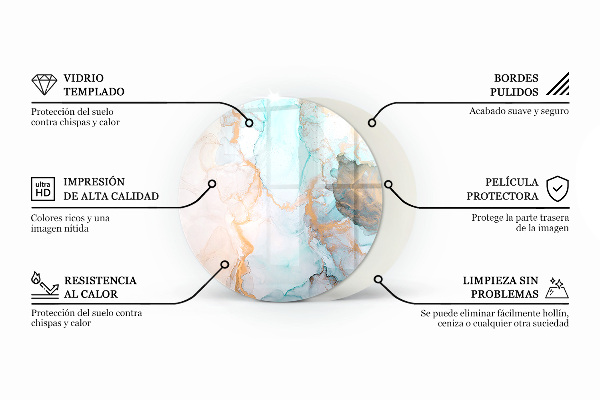 Rotundă sticlă securizată de protecție sub sobă Frunze tropicale în fundal