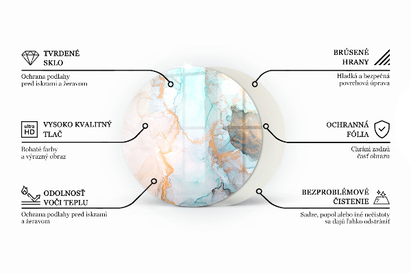 Rotundă sticlă sub șemineu Model de piatră cu particule