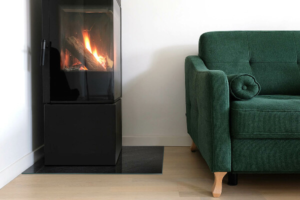 Dreptunghiulară sticlă sub șemineu Textură de piatră naturală