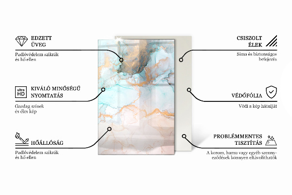 Dreptunghiulară sticlă sub șemineu Valuri de linii delicate