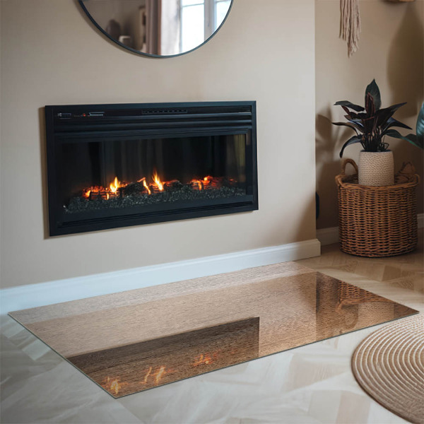 Dreptunghiulară sticlă sub șemineu Model natural din lemn