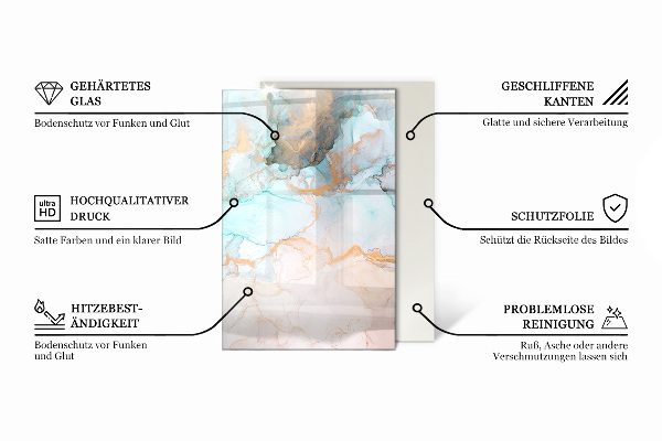 Dreptunghiulară sticlă sub șemineu Model de marmură cu vene