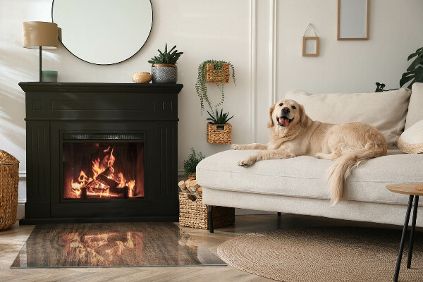 Dreptunghiulară protecție sub sobă Model natural din lemn