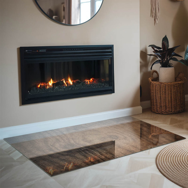 Dreptunghiulară protecție sub sobă Model natural din lemn